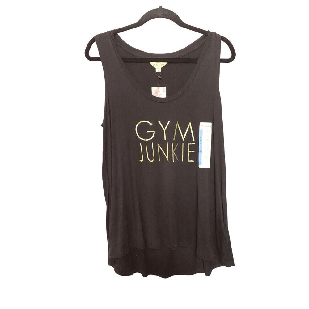 Z by Zobha Gym Junkie Graphic Tank Black Sleeveless Women's Size Large NWT